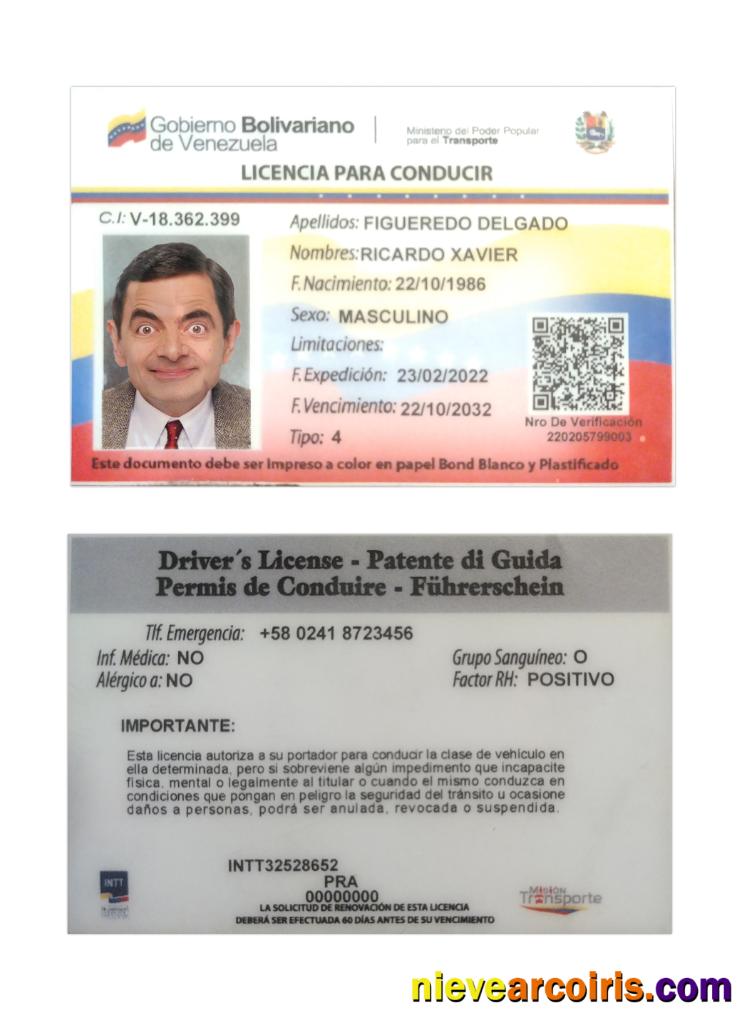 Venezuela driving license 2022-present
